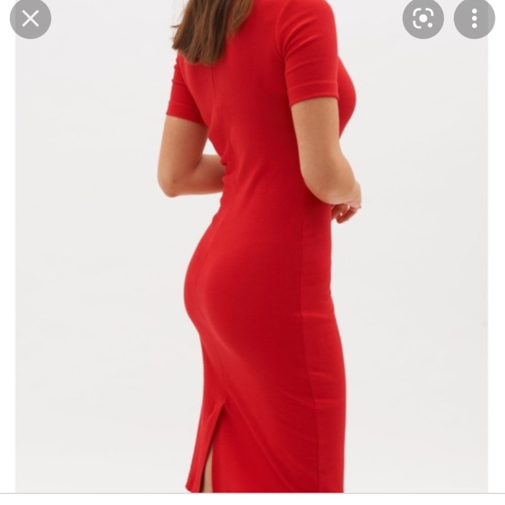 KOTN cotton mock neck ribbed midi dress